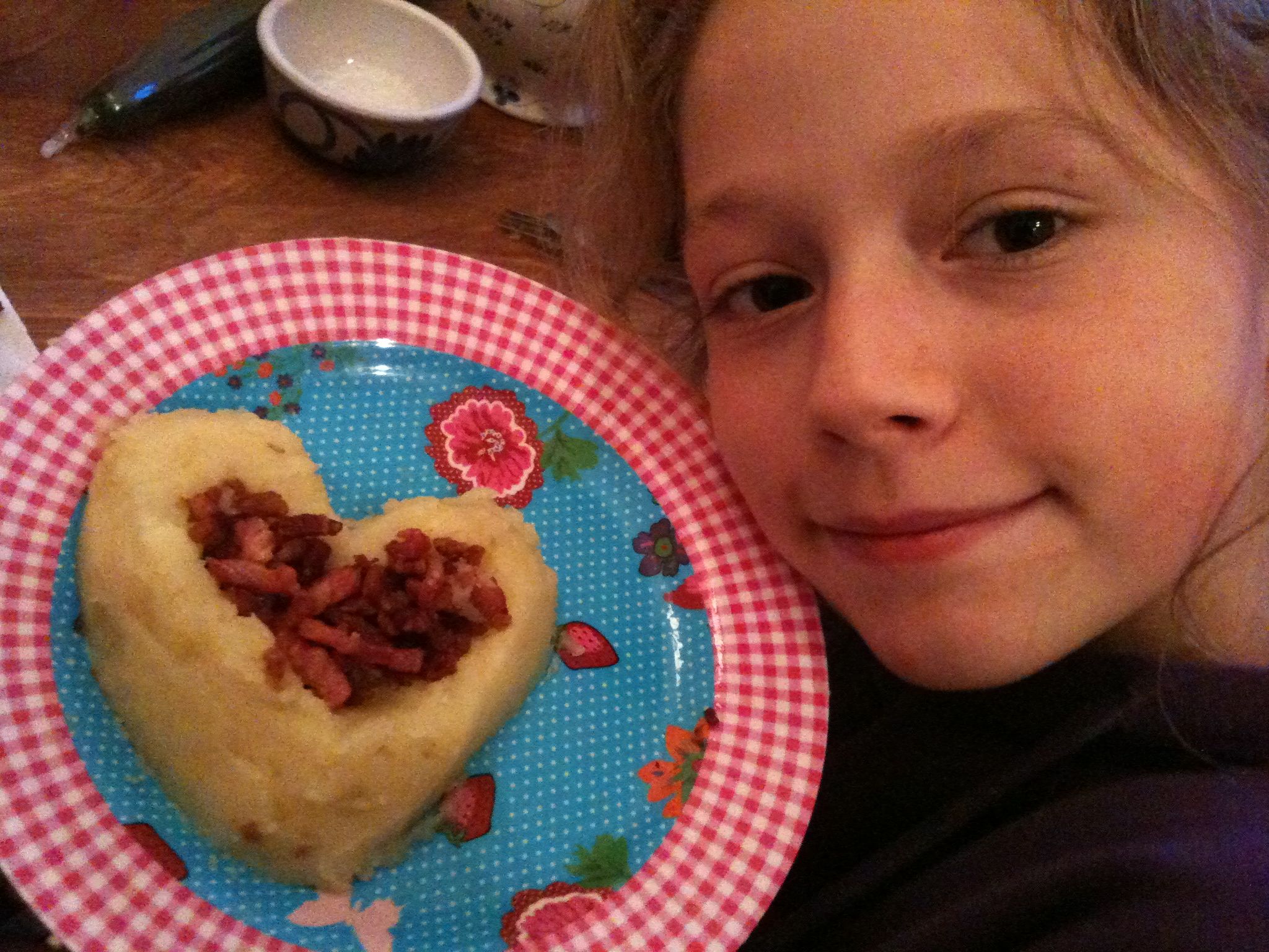 Hjerteformet kartoffelmos med bacon